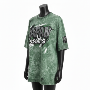 T-shirt pour femme en jersey de coton premium 200 GSM, lavage à l'acide doux, vert, coupe ample, impression sur écran, logo personnalisé, t-shirt en coton - Product Image 4