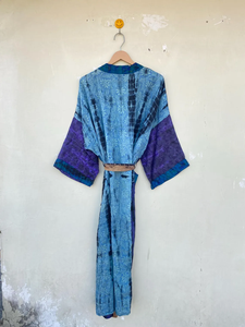 Seda Tie Dye Kimono Ropa de mujer Robe Maxi Dress Lounge Wear Seda Kimono Robe - Product Image 6