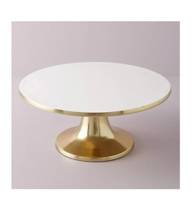Soporte de pastel de mármol Base de latón Venta caliente Bandeja de pedestal Personalización Soporte de pastel de boda de metal a precio barato - Product Image 1