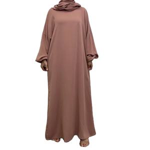 Femmes mignon arabe Style islamique modeste Robe Abaya Khimar manches chauve-souris Burqa Caftan Robe solide motif prière vêtement turquie - Product Image 1