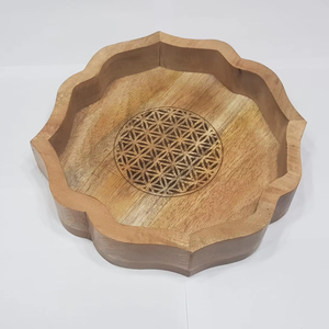 Ensemble de 3 plateaux de service en bois rectangulaires faits à la main finition naturelle thé polyvalent café petit déjeuner au prix le plus bas - Product Image 1