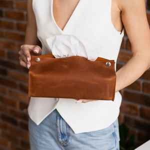 Caja de Pañuelos de Cuero Genuino Hecha a Mano de Primera Calidad, Personalizable, para Escritorio de Oficina e Interiores Modernos del Hogar LTBC-0015 - Product Image 6