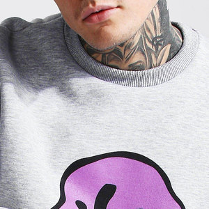 Ensemble de survêtement gris pour homme avec imprimé dessin animé, col rond, coupe droite, streetwear, hiver, 2 en 1, polyester/coton - Product Image 5