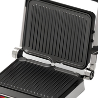 Parrilla de Contacto Digital Eléctrica para 4 Rebanadas, Sandwichera con Pantalla LED, Placas Antiadherentes, Prensa para Panini