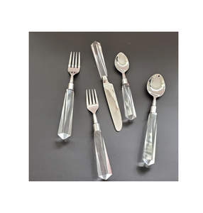 ชุดช้อนส้อมสเตนเลสมีดพร้อมที่จับเรซินช้อนเหล็กมิเรอร์ดีไซน์ใหม่สำหรับใช้ในอาหารค่ำ - Product Image 4