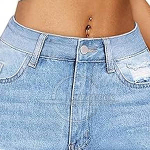 2025 gros Logo personnalisé été taille haute coton jean Shorts pour femmes respirant motif chaud Shorts - Product Image 5