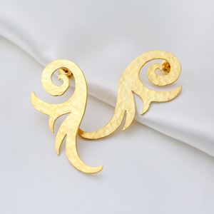 Pendientes de plata de primera ley con forma Irregular para mujer, aretes pequeños, plata esterlina 925, Estilo Vintage, oro de 22 quilates, estilo turco - Product Image 3