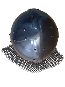 Casco vikingo Medieval de acero 1095 hecho a mano con cadena de latón ajustable DIY grado OEM forro y cuchillos personalizables - Product Image 5