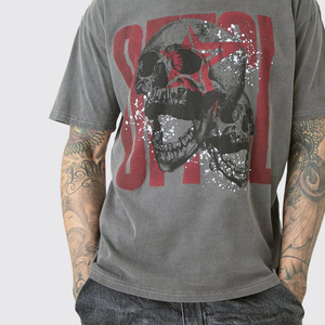 Men's Premium 100% Cotton Acid Wash T Shirt Heavyweight Crew Neck Breathable Custom Logo Oversized Streetwear OEM - Product Image 3