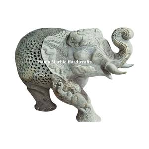Statue d'animal en forme d'éléphant courbé à la main, élégant et excellent travail en stéatite avec polissage naturel pour article de décoration intérieure - Product Image 2