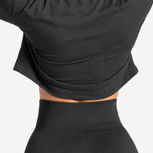 Camisetas recortadas de gran tamaño para mujer, ropa informal de verano, Top corto personalizado, 100% algodón, secado rápido, transpirable, de alta calidad - Product Image 6