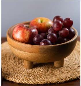 Bol rond en bois en laiton AK de couleur naturelle bol de service de style luxe pour décoration de table/articles de cuisine - Product Image 1