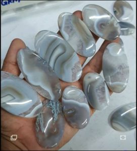 Agate bleue dentelle, pierre brute lisse de forme libre, 10-35mm, certifiée IGI, plaquée platine, pour bagues fines tendance, idéale pour la Fête des Mères - Product Image 5