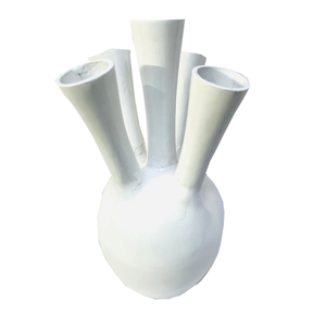 Vase moderne en métal argenté avec 5 ouvertures en forme de corne, décoration de table faite à la main - Product Image 3