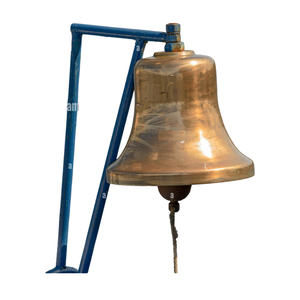 Support suspendu en fer et laiton massif fabriqué à la main décoratif sur mesure suspendu cloche en métal avec laiton fini antique brillant - Product Image 1