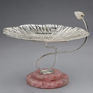 Modern <b>Bowls</b> With Stand for Home Hotel Restaurant Wedding Party Dinner <b>Silver</b> Dry Fruits <b>Bowl</b> Flower Design Hotel Supplies - Product Image 1