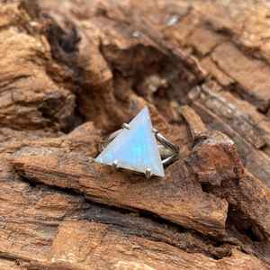 Trillion Moonstone Ring Handmade 925 Sterling Silver June Birthstone Unique Statement Fashion Jewelry Gift For Women <b>Men</b> - Product Image 5