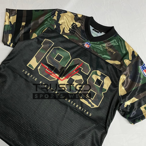 Maillot de football américain rétro surdimensionné vintage personnalisé pour homme, streetwear, sport, manches courtes, respirant, séchage rapide - Product Image 4