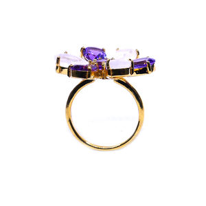 Wedding Wear 925 Sterling Silver <b>Gold</b> Plated Vermeil Amethyst <b>White</b> Rainbow Moonstone Gemstone Classic <b>Ring</b> - Product Image 3