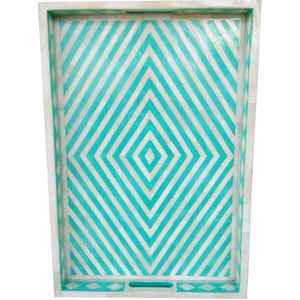 Bandeja de servicio con incrustaciones de hueso, bandeja otomana de madera con incrustación de resina de perla Madre de la India - Product Image 2