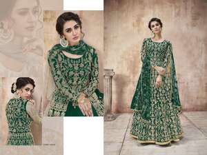 Costume Anarkali moderne en tissu filet, motif évasé élégant, tissu doux, vêtements ethniques pour femmes, pour tous les jours et les fêtes - Product Image 4