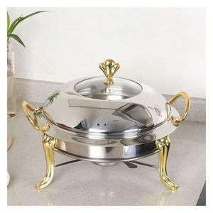 Recipiente para Calentar Alimentos de Acero Inoxidable de Primera Calidad con Asas Aisladas y Tapa de Domo, Ideal para Cenas Formales y Ocasiones Especiales - Product Image 1