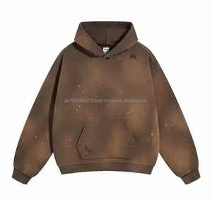 เสื้อฮู้ดสวมหัวสำหรับผู้ชายขนาดใหญ่กว่าปกติ500 GSM ผ้าฟลีซ XS ไซส์ไหล่ตกพิมพ์ลายน้ำหนักสูง - Product Image 2