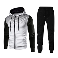 Setelan Olahraga Pria Bordir Musim Gugur 100% Katun Cepat Kering Berbahan Fleece dengan Hoodie OEM Pakaian Olahraga Seamless Fusing Streetwear Gym