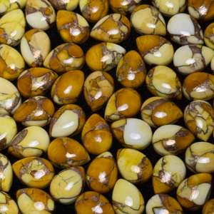 Piedra Preciosa de Turquesa Natural Kingman de 10x14 mm, Forma de Pera Personalizada, Color Amarillo, Acabado Liso de Alta Calidad - Product Image 2