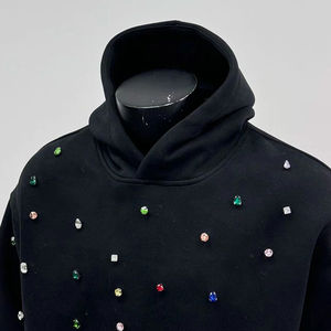 ผู้ผลิตเสื้อฮู้ดดี้ผ้าฝ้าย 100% ปักลายคริสตัลแบบกำหนดเอง บริการ OEM เสื้อสเวตเชิ้ตผู้ชายพิมพ์ลายคุณภาพสูง - Product Image 5