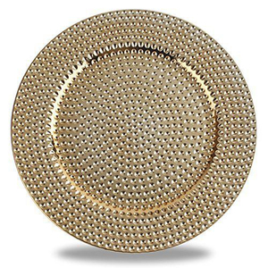 Placa de cargador redonda con borde ondulado chapado en oro de acero inoxidable - Product Image 3