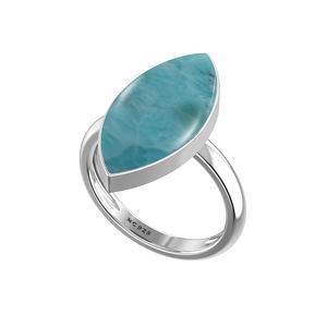 925 bague en argent Sterling lunette réglage Larimar pierres précieuses mélange formes classique fête de mariage à la mode unisexe - Product Image 4