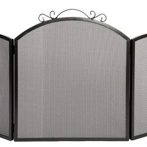 Handmade Wrought Iron Black Fire Guard <b>Screen</b> Home Curved Scroll Fire <b>Screen</b> Single Panel Flat <b>Fireplace</b> <b>Screen</b> - Product Image 6