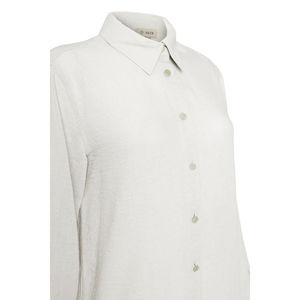 Blusa de Popelina Bordada Off-White para Mujer, Corte Holgado, Estilo Chic de Oficina - Product Image 2