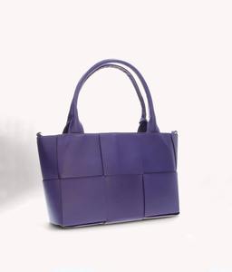 Bolso Tote de Moda Vintage de Cuero Tejido Morado para Mujer, Bolso de Hombro de Cuero Genuino, Bolso Estructurado de Diseñador, Bolso de Compras - Product Image 4