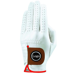 Venta al por mayor nuevo estilo mejor blanco Cabretta cuero guantes de golf tela transpirable logotipo personalizado Material suave piel de oveja guantes de golf - Product Image 3