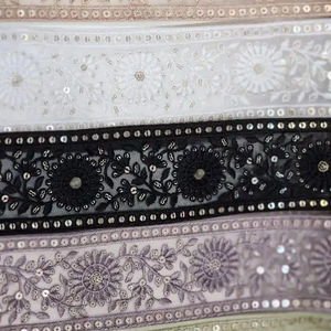 Encaje bordado de flores cosido a mano de nuevo diseño, encaje de borde de vestido - Product Image 1