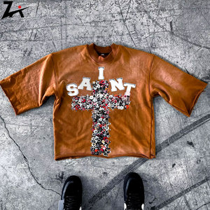 T-shirt unisexe surdimensionné à manches longues, imprimé et brodé en 3D, style Y2K Harajuku Hip Hop Gothique, avec strass et effet délavé à l'acide, idéal pour l'hiver - Product Image 2