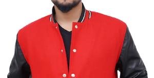 OEM Custom Logo Varsity Jacket for Men Soft Wool PU Leather with Stand Ribbed Hem and Snap <b>Button</b> Closure for Bulk Orders - Product Image 3