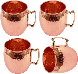 Vente en gros de tasse à mule Koi Moscow personnalisée tasse à bière martelée en cuivre pur avec poignée en laiton pour la fête avec impressions de logo personnalisées - Product Image 1