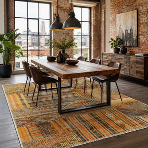 <b>Rug</b> Weavers RW7091 Pergamon Clay <b>Tribal</b> Washable <b>Rug</b> Dropshipping Wholesale Washable Chenille 10 Sizes - Product Image 4