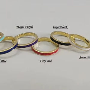 Anillos de Banda de Plata de Ley 925 con Esmalte Multicolor, Anillo de Boda, Anillo de Aniversario, Regalo para Ella - Product Image 1