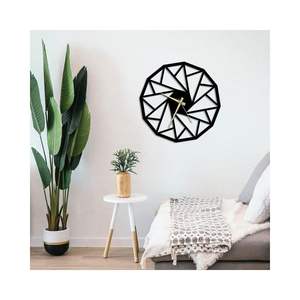 Horloge murale en métal de haute qualité durable Mouvement à quartz silencieux Design moderne abstrait pour la décoration de salon de bureau à domicile - Product Image 3