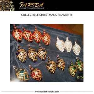 Luxury Unique Design Handmade Blown Egyptian Limited Edition 24 Karat Gold Etched <b>Glass</b> Christmas Tree Ornaments - Product Image 2