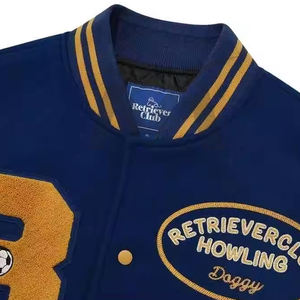 Blouson aviateur universitaire High Street pour hommes hiver laine épaisse manches en cuir broderie personnalisée Baseball College Letterman Streetwear - Product Image 4