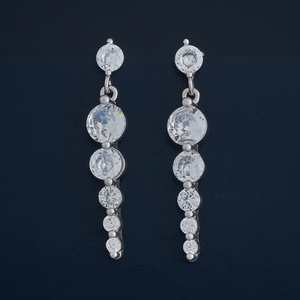 92.5 <b>Silver</b> <b>Drop</b> <b>Earrings</b> with Gold Zircon Geometric Pattern Trendy Style for Wedding Party or Gift-183113 - Product Image 1