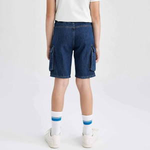 Shorts Vaqueros Transpirables con Bordado, Lavados, Personalizados, Estilo Urbano para Hombre, Cintura Media, Corte Recto Oscuro, Verano - Product Image 3