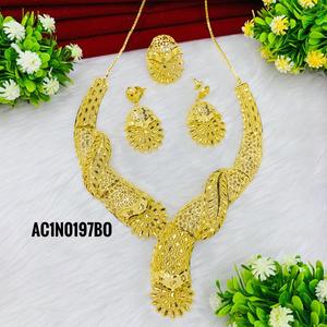 Ensemble collier court d'un gramme plaqué or de créateur bijoux de beauté classiques pour fête et cadeau - Product Image 2