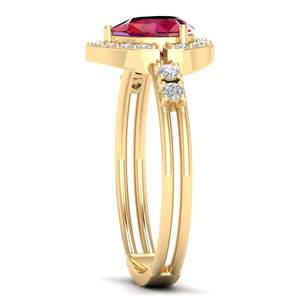 Bague REYES de luxe en argent sterling 925 avec pierre précieuse rubis taille poire de 0,75 carat et halo de moissanite, bijoux de haute qualité pour femmes - Product Image 3