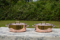 Casseroles en cuivre français, petits pots ovales avec couvercle, design moderne, écologiques, compatibles cuisinière à gaz, doublure en étain, nettoyage manuel, pour hôtels, en métal